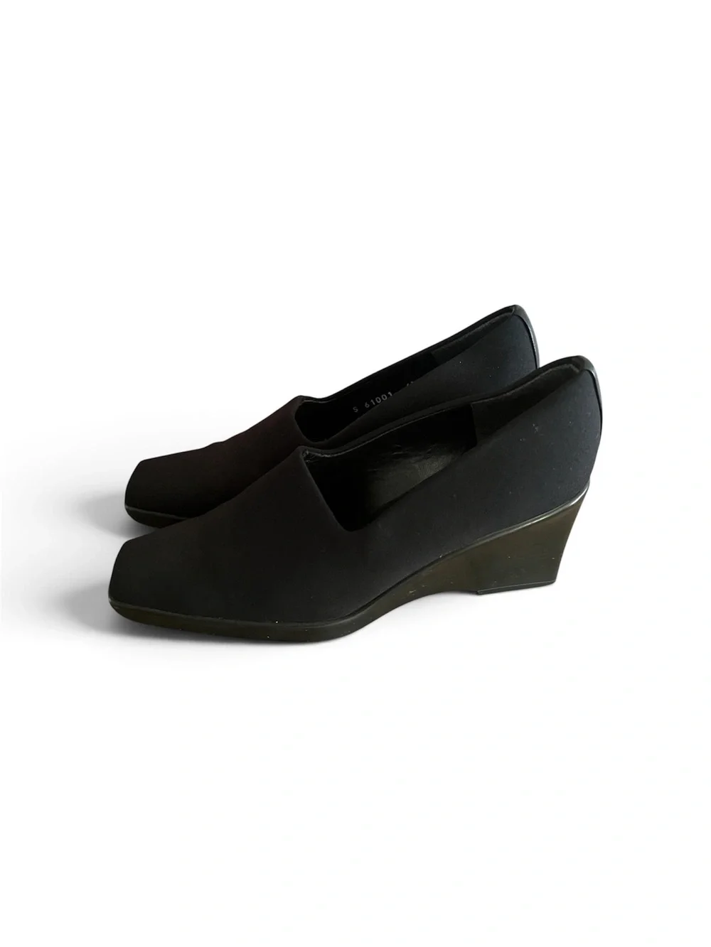 Stuart Weitzman Black Wedge Pumps Square Toe Size 6.5B